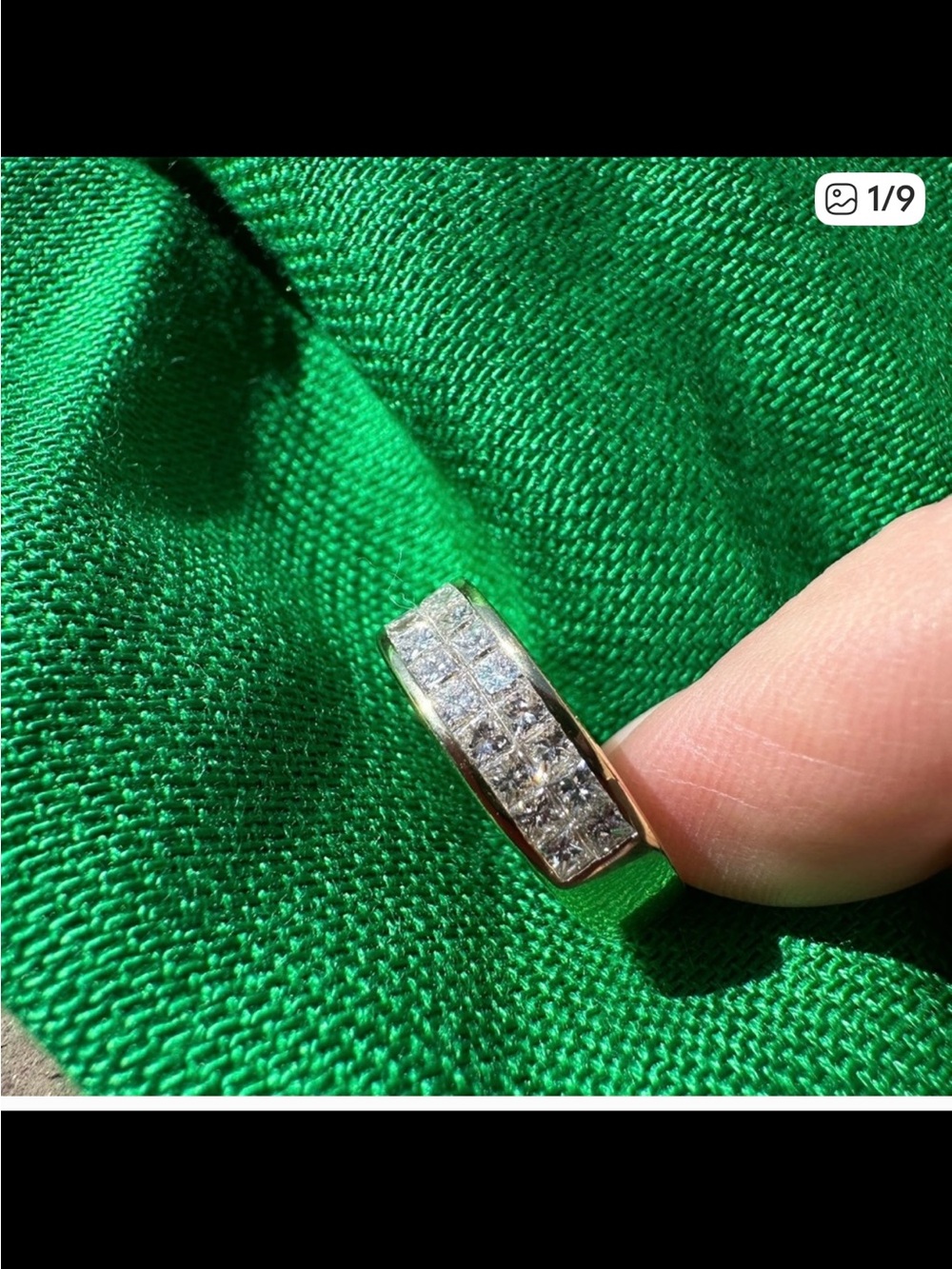 Diamond Channel-set custom 18k gold ring. Size 5.75
